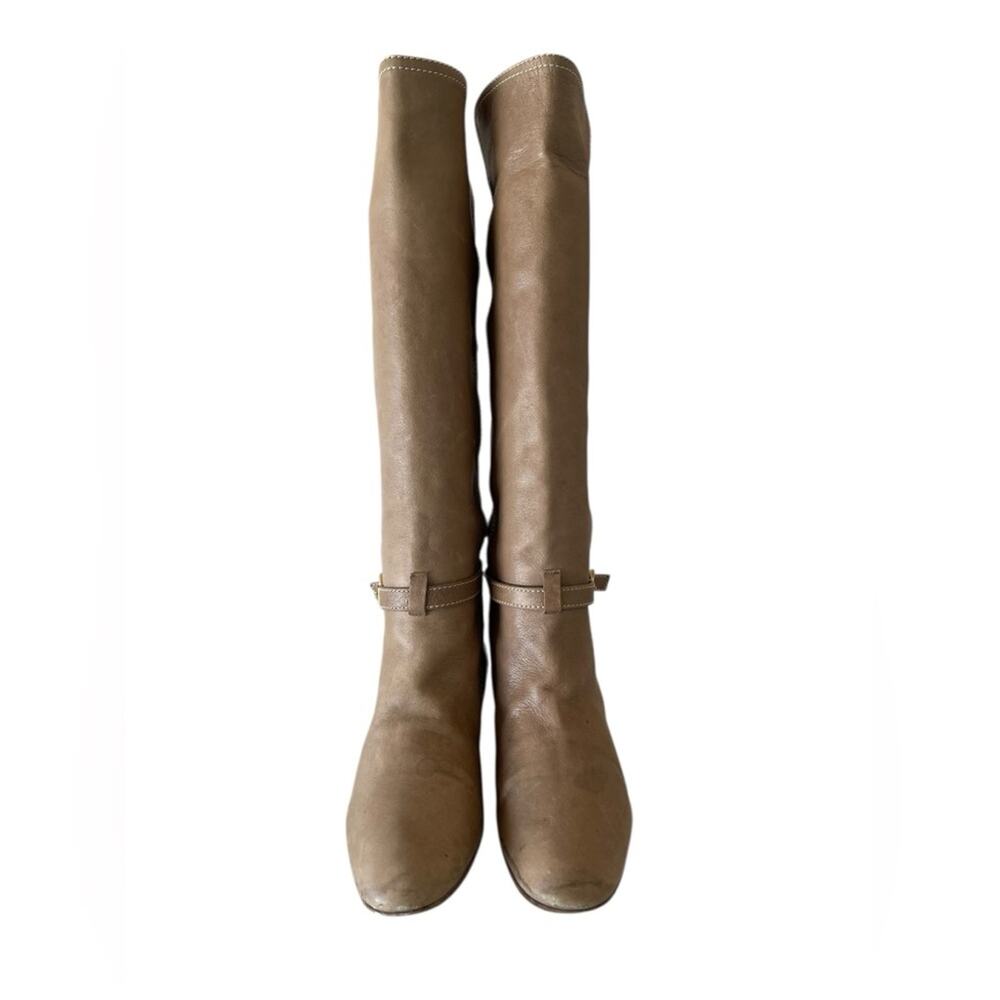 Chloé brown leather knee-high riding boots with a small ankle strap Sz:38.5